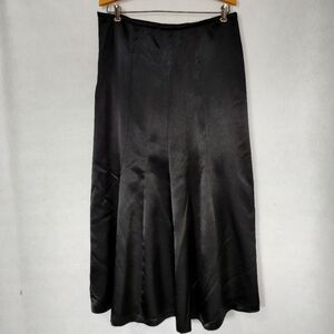 Vintage Black Lined Satin Dressy Long Skirt